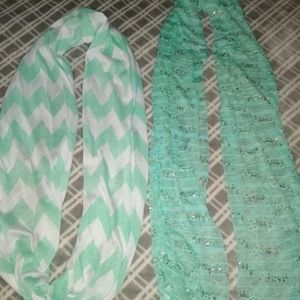 Seafoam green spring/summer scarf bundle! OneChevron pattern and one bling bling
